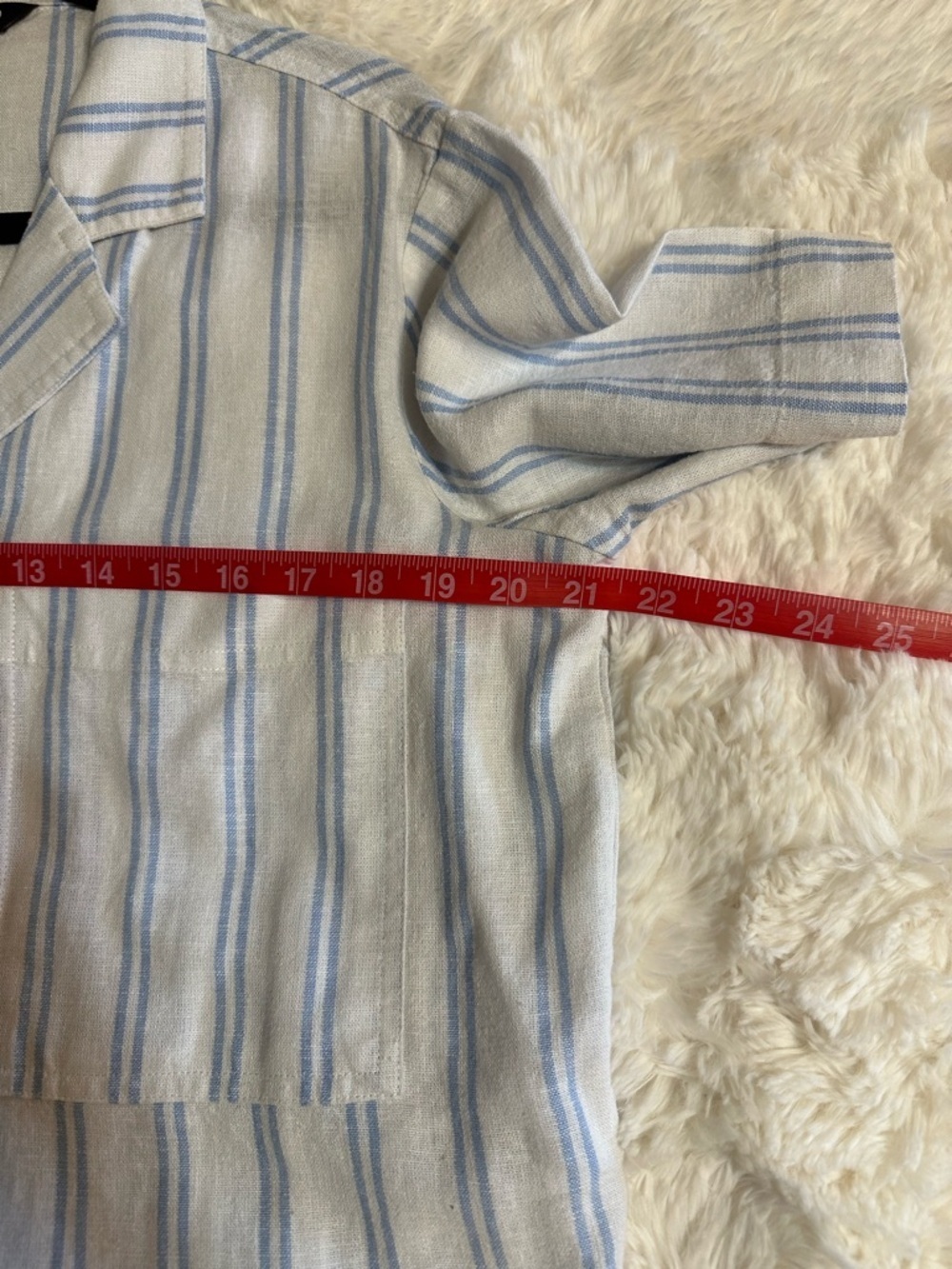 Buffalo David Bitton Linen Blend Striped Camp Shirt Top Blue White Small - Picture 9 of 11